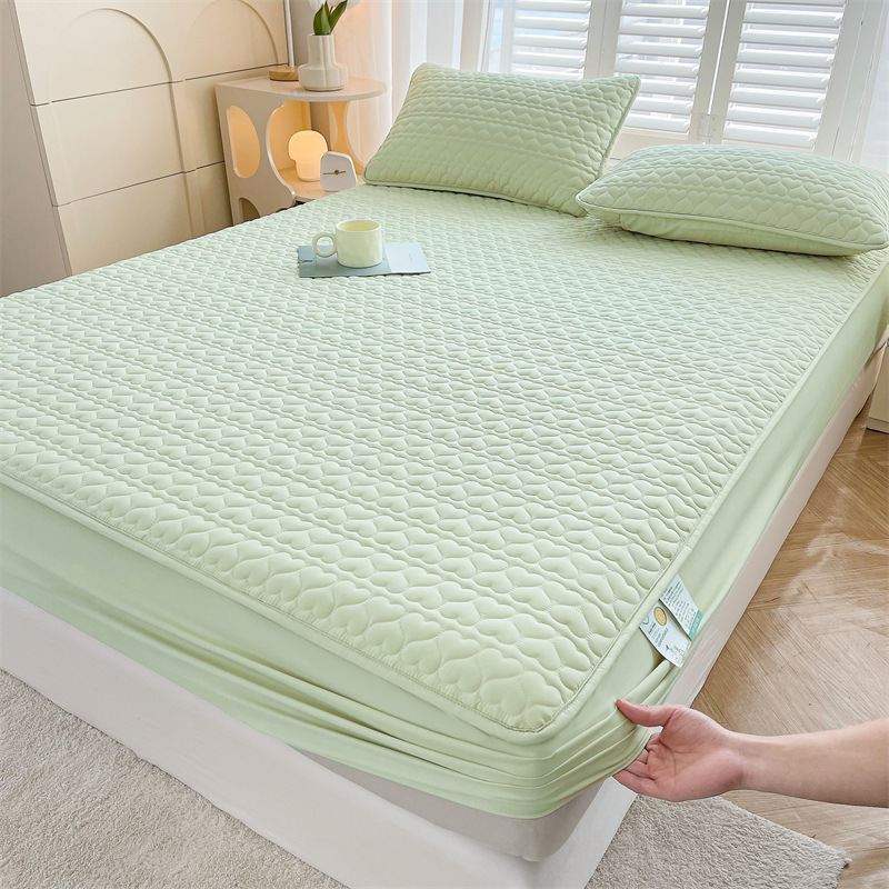 Heart Pattern Waterproof Fitted Mattress Protector – 360° Soft Microfiber Bed Cover