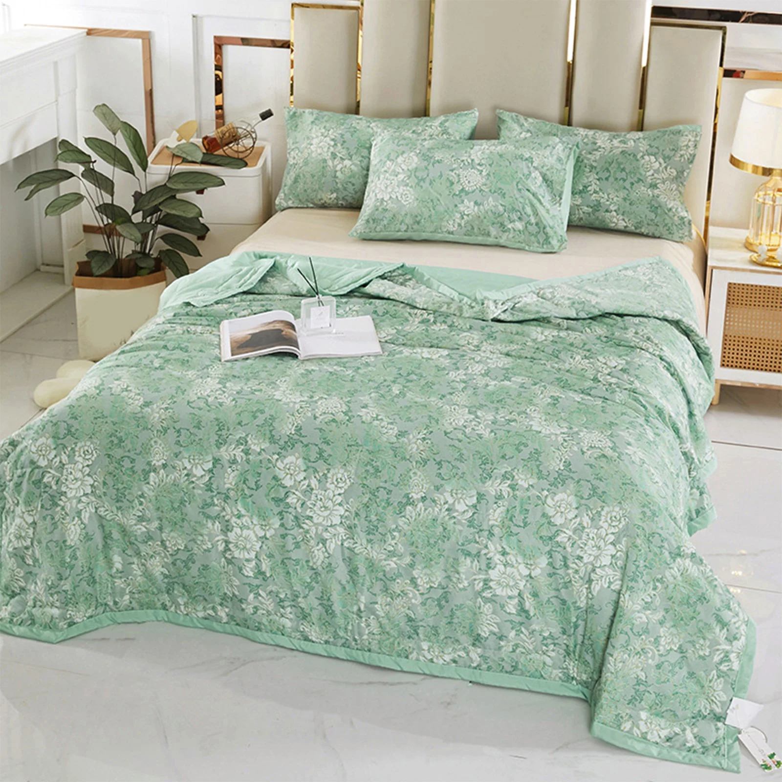 Country Chic Cooling Summer Quilt – 98% Cotton Breathable All-Season Lightweight Comforter