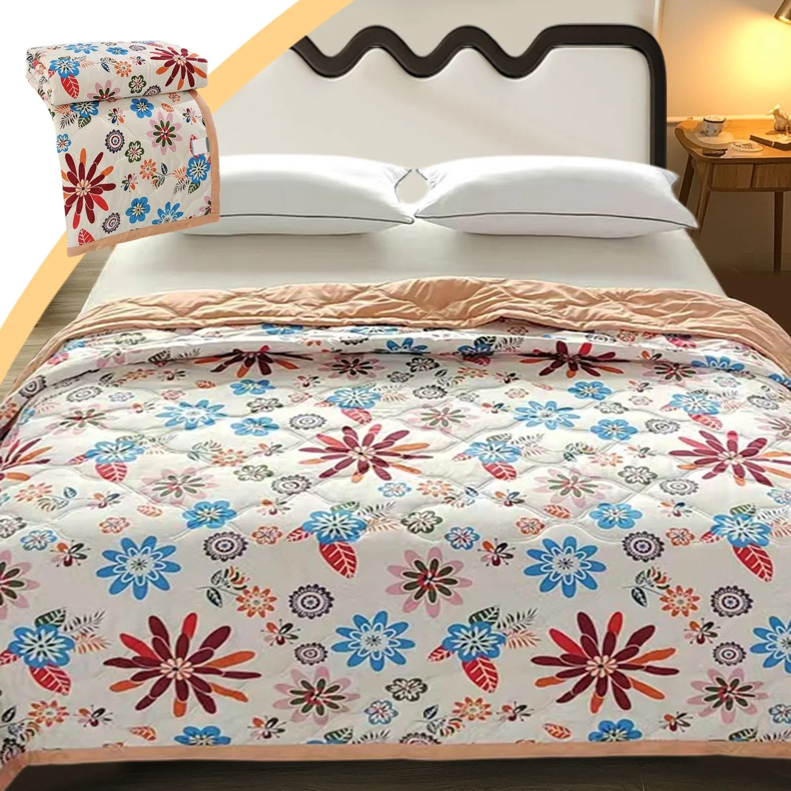 Brilliant Floral Printed Cooling Summer Quilt – Lightweight Breathable Comforter