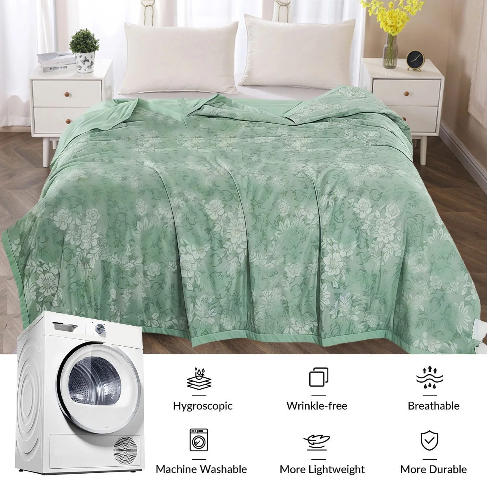 Country Chic Cooling Summer Quilt – 98% Cotton Breathable All-Season Lightweight Comforter