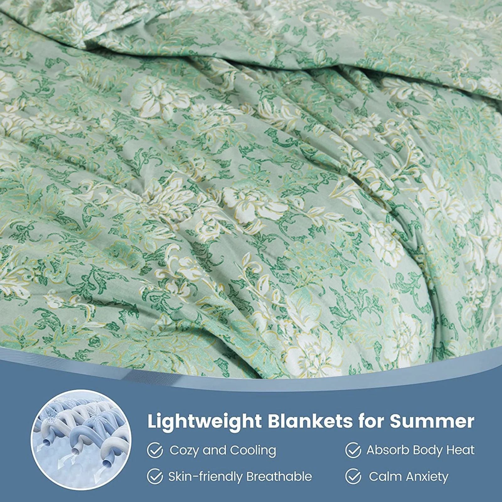 Country Chic Cooling Summer Quilt – 98% Cotton Breathable All-Season Lightweight Comforter