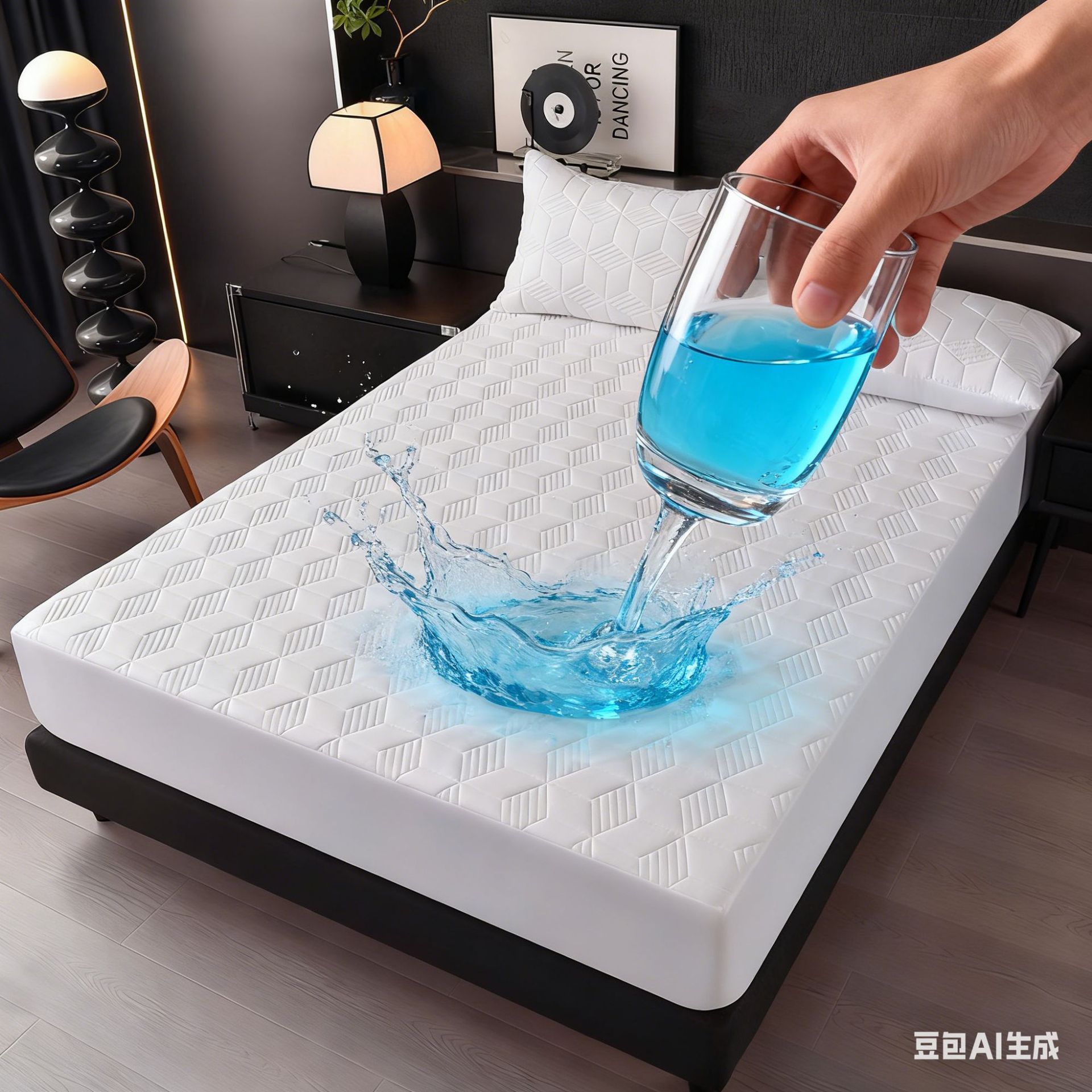 Geometric Quilted Waterproof Fitted Mattress Protector – 360° Soft Microfiber Bed Cover