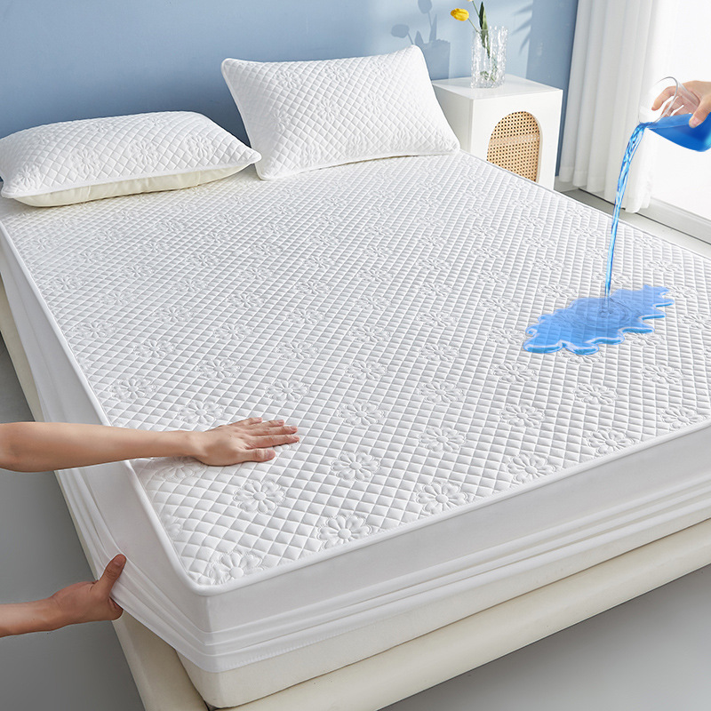 Cotton Floral Waterproof Fitted Mattress Protector – 360° Secure Soft Bed Cover