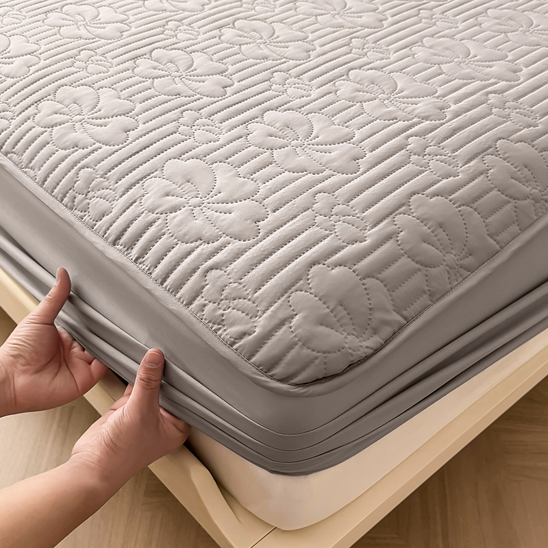 Ultrasonic Floral Waterproof Fitted Mattress Protector – 360° Soft Microfiber Quilted Bed Cover