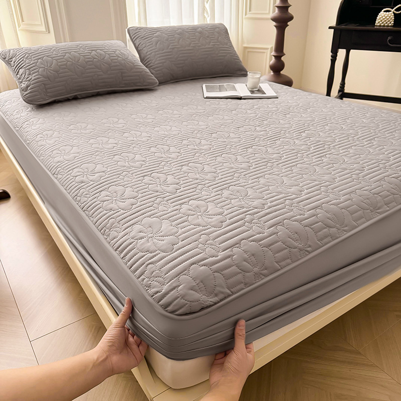 Ultrasonic Floral Waterproof Fitted Mattress Protector – 360° Soft Microfiber Quilted Bed Cover