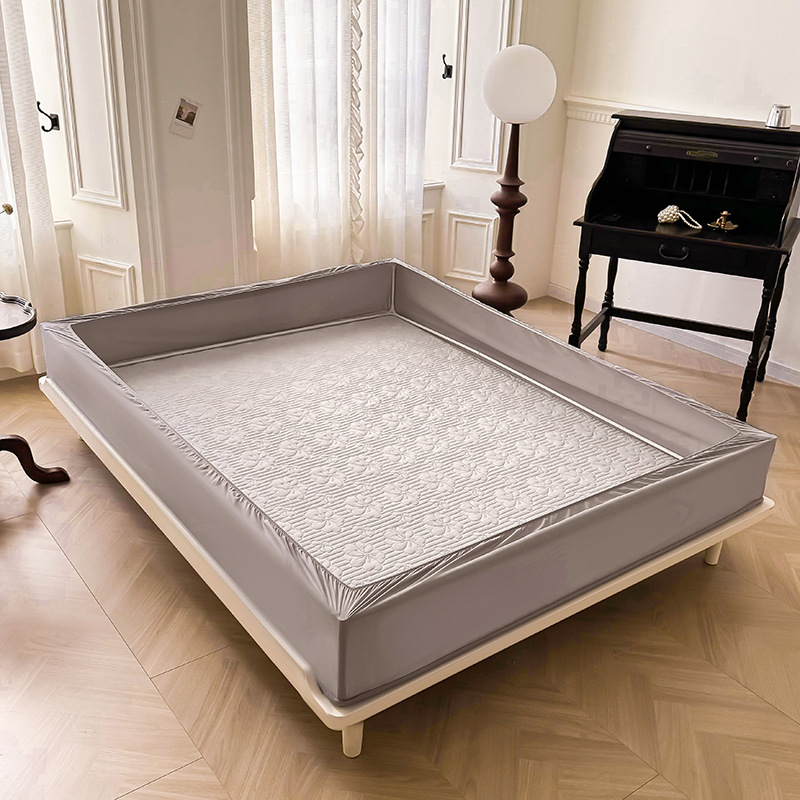 Ultrasonic Floral Waterproof Fitted Mattress Protector – 360° Soft Microfiber Quilted Bed Cover