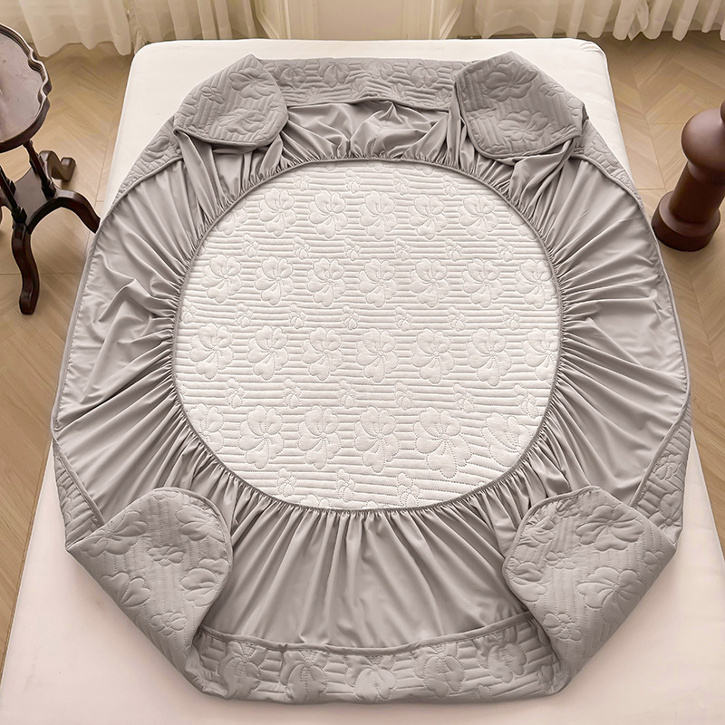 Ultrasonic Floral Waterproof Fitted Mattress Protector – 360° Soft Microfiber Quilted Bed Cover