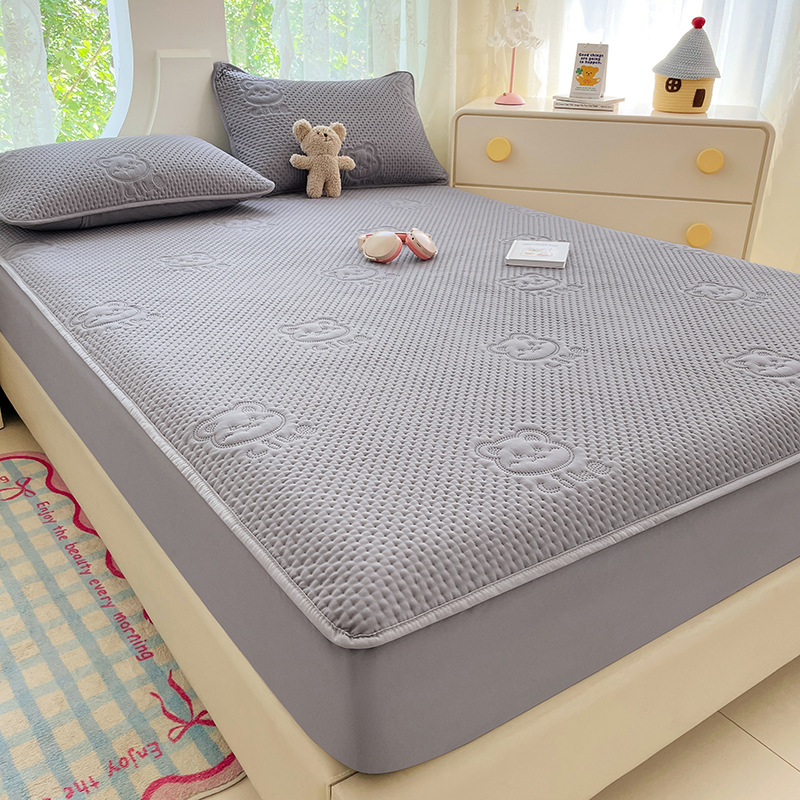 Cute Bear Waterproof Fitted Mattress Protector – Soft Microfiber Bed Cover
