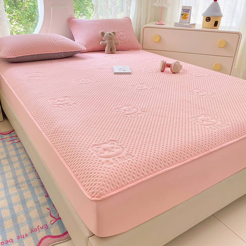 Cute Bear Waterproof Fitted Mattress Protector – Soft Microfiber Bed Cover