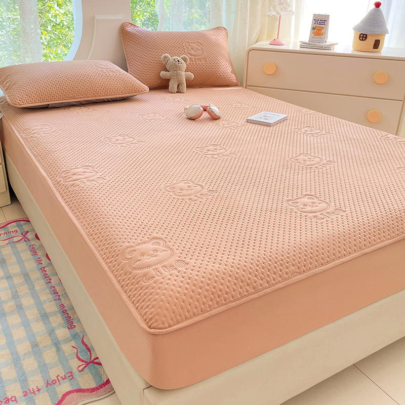 Cute Bear Waterproof Fitted Mattress Protector – Soft Microfiber Bed Cover