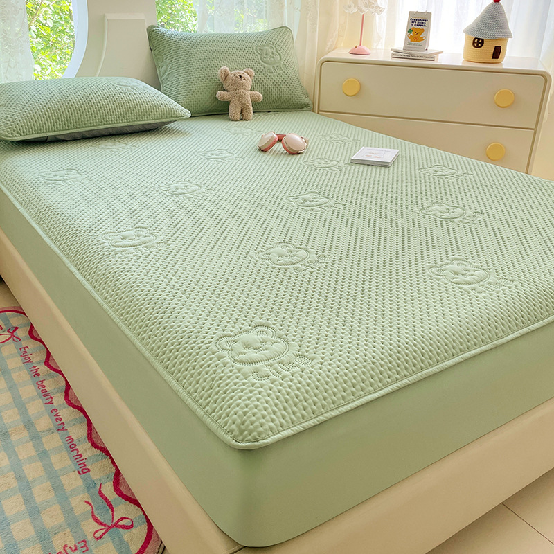 Cute Bear Waterproof Fitted Mattress Protector – Soft Microfiber Bed Cover