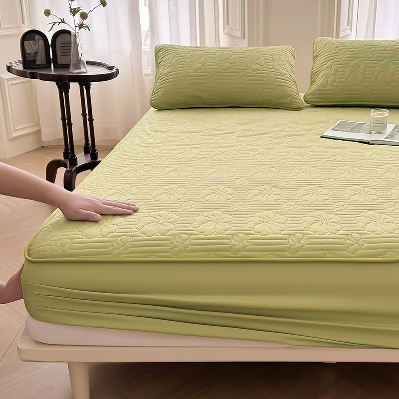 Ultrasonic Floral Waterproof Fitted Mattress Protector – 360° Soft Microfiber Quilted Bed Cover