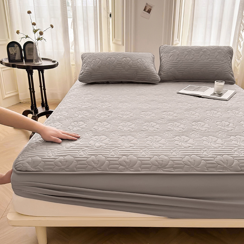 Ultrasonic Floral Waterproof Fitted Mattress Protector – 360° Soft Microfiber Quilted Bed Cover