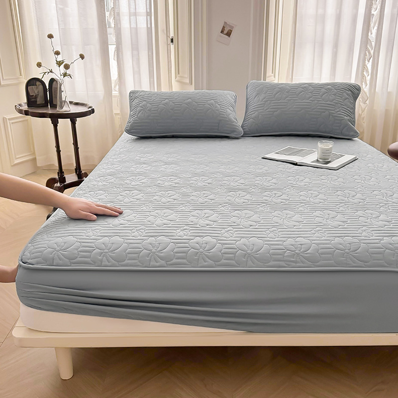 Ultrasonic Floral Waterproof Fitted Mattress Protector – 360° Soft Microfiber Quilted Bed Cover