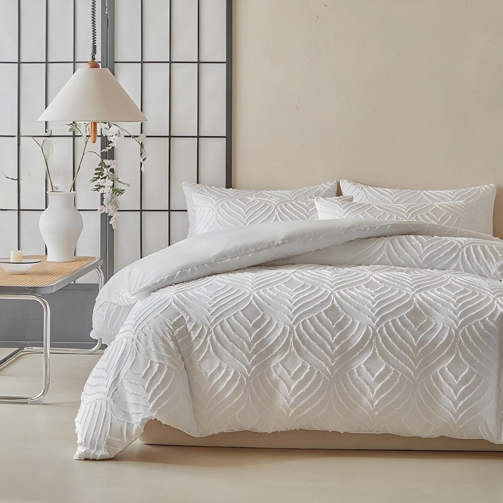 Tufted Microfiber Comforter Set – 3 Piece Lightweight Breathable Quilted Bedding Set