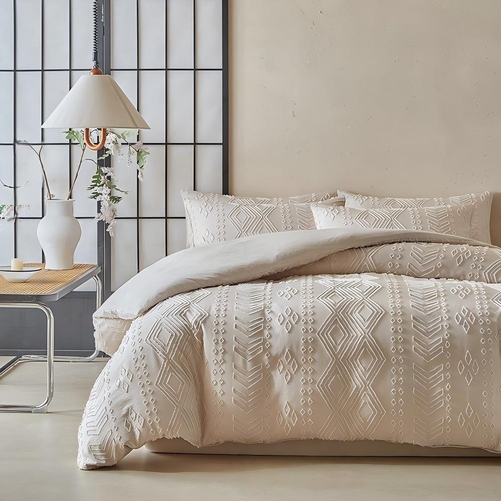 Tufted Microfiber Comforter Set – 3 Piece Lightweight Breathable Quilted Bedding Set