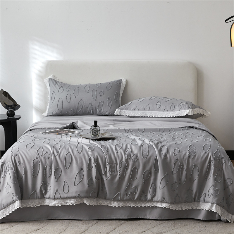 Leaf Tufted Jacquard Comforter Set – 3 Piece Soft Microfiber Quilted Bedding Set