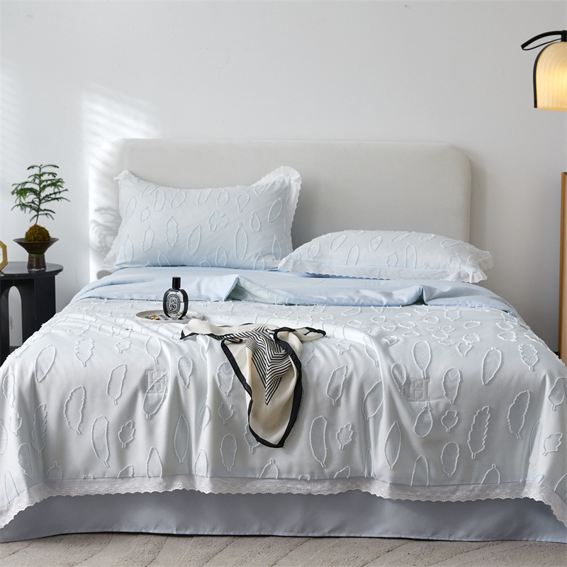 Leaf Tufted Jacquard Comforter Set – 3 Piece Soft Microfiber Quilted Bedding Set