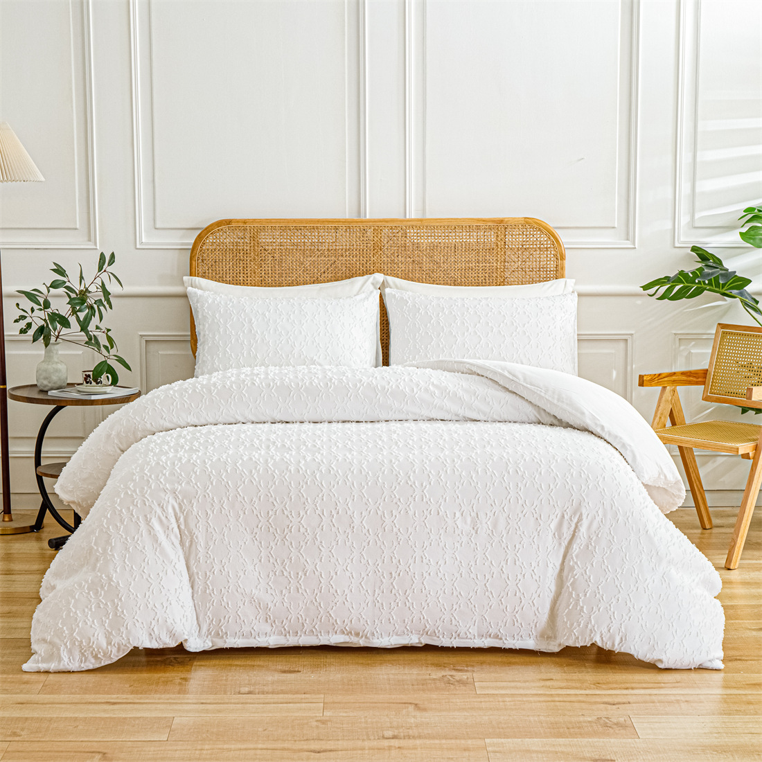 3D Tufted Microfiber Duvet Cover Set – 3 Piece Soft Textured Bedding Set