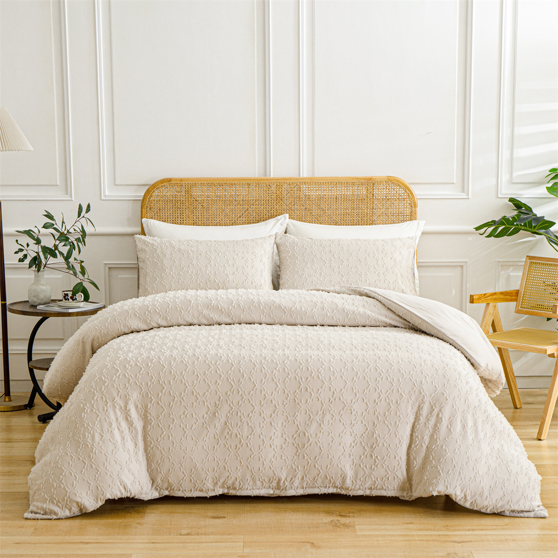 3D Tufted Microfiber Duvet Cover Set – 3 Piece Soft Textured Bedding Set