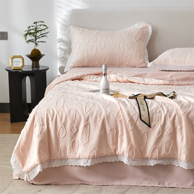 Leaf Tufted Jacquard Comforter Set – 3 Piece Soft Microfiber Quilted Bedding Set