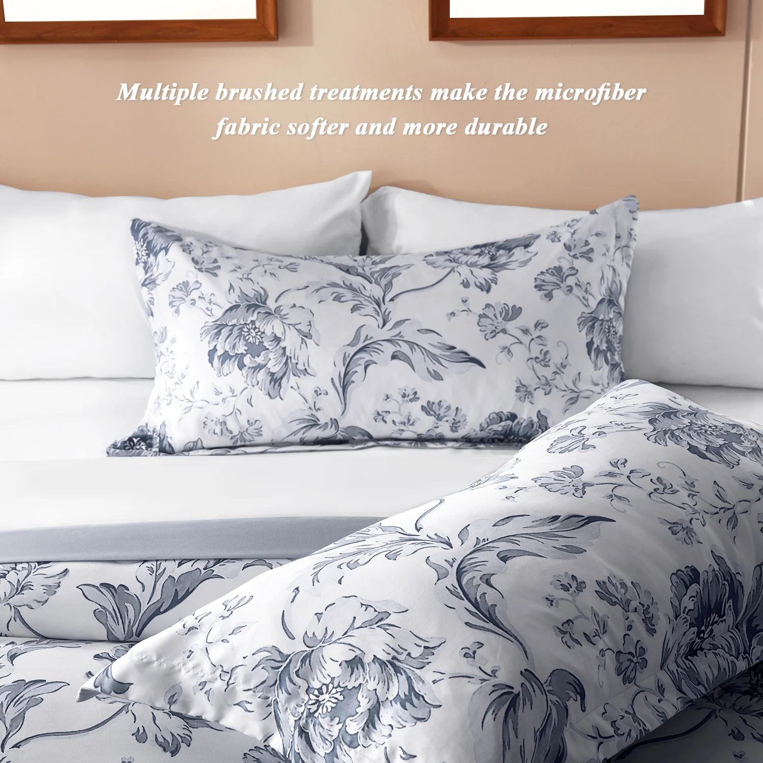 Vintage Floral Printed Comforter Set – 7 Piece Soft Hypoallergenic All-Season Bedding