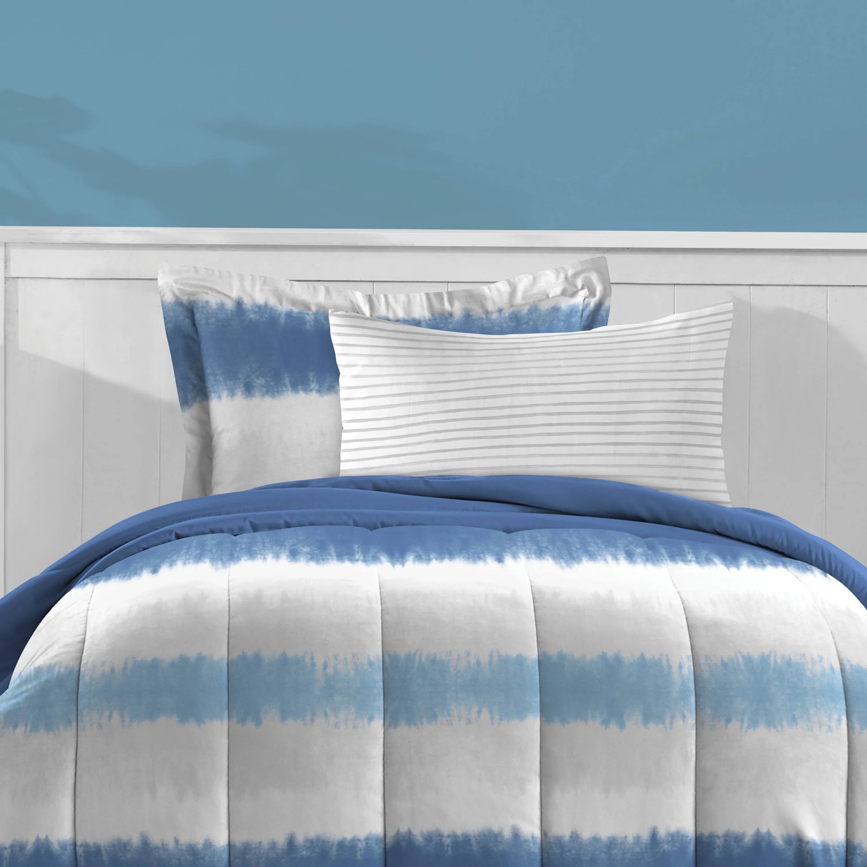 Kids Blue Tie-Dye Comforter Set – 3 Piece Soft Microfiber Bedding Set