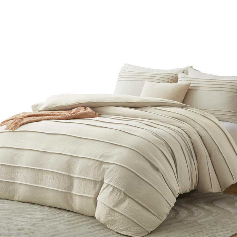 Ultra-Soft Pleated Microfiber Comforter Set – 3 Piece Washed Microfiber Bedding Set