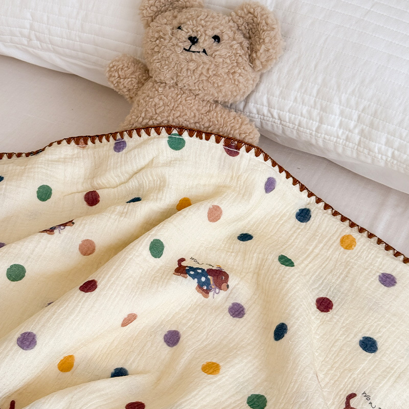 Cotton Crinkle Gauze Printed Summer Comforter Set – 3 Piece Lightweight Breathable Quilt Set