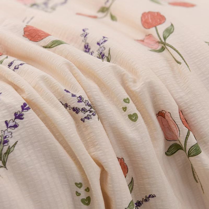 Ultra-Soft Bubble Cotton Summer Comforter Set – 3 Piece Rose Print Lightweight Bedding Set