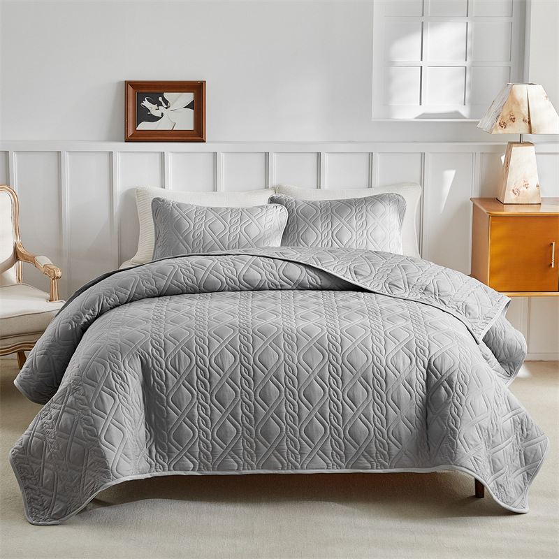 Diamond Quilted Washed Microfiber Bedspread Set – Soft Breathable Coverlet Set with Down Alternative Filling, Machine Washable