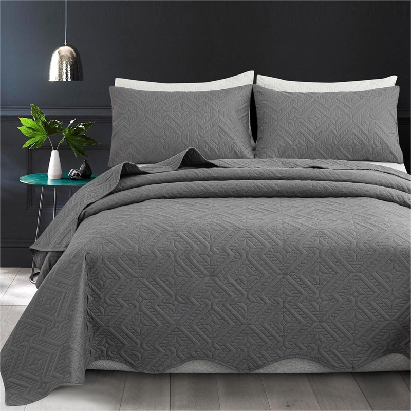 Diamond Wave Ultrasonic Quilted Microfiber Bedspread Set – Lightweight Coverlet Set with Polyester Filling, Soft Breathable Bedding, Machine Washable