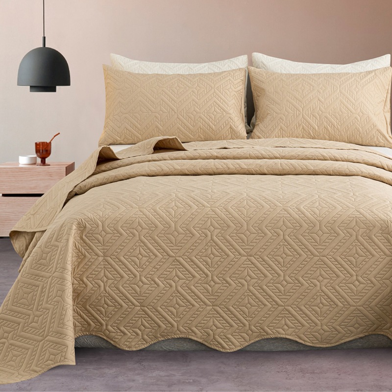 Diamond Wave Ultrasonic Quilted Microfiber Bedspread Set – Lightweight Coverlet Set with Polyester Filling, Soft Breathable Bedding, Machine Washable