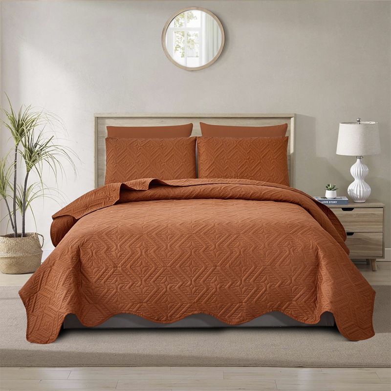 Diamond Wave Ultrasonic Quilted Microfiber Bedspread Set – Lightweight Coverlet Set with Polyester Filling, Soft Breathable Bedding, Machine Washable