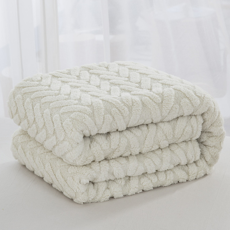 Tufted Velvet Multi-Purpose Throw Blanket, Double-Sided Jacquard Soft Warm Blanket with Decorative Rolled Edge, Machine Washable Couch Sofa Bed Travel Blanket