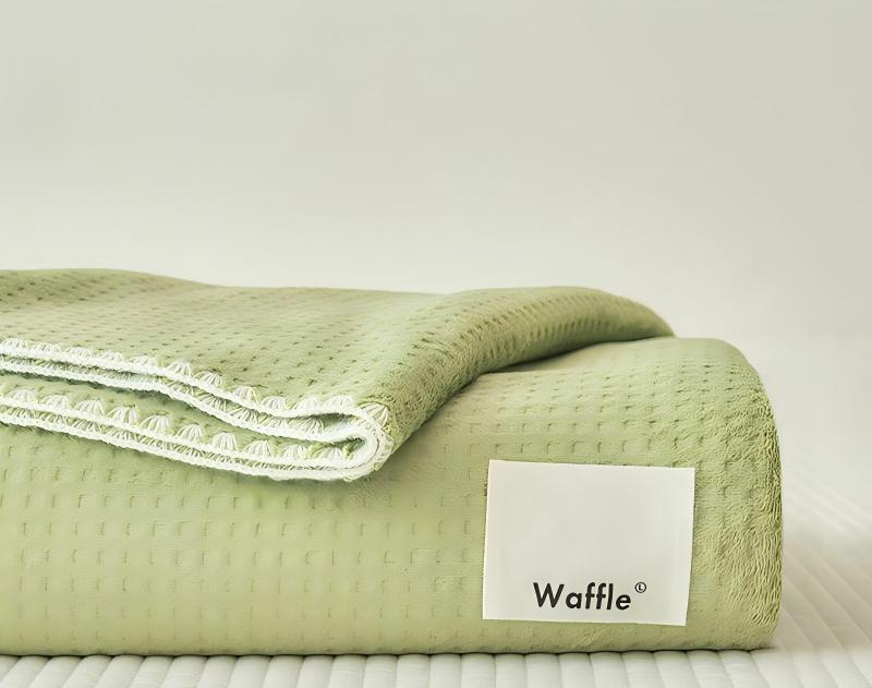 Waffle Texture Double-Layer All-Season Blanket, Waffle Knit & Milk Velvet Composite Throw with Anti-Static Fiber, Soft Warm Blanket for Sofa and Bed