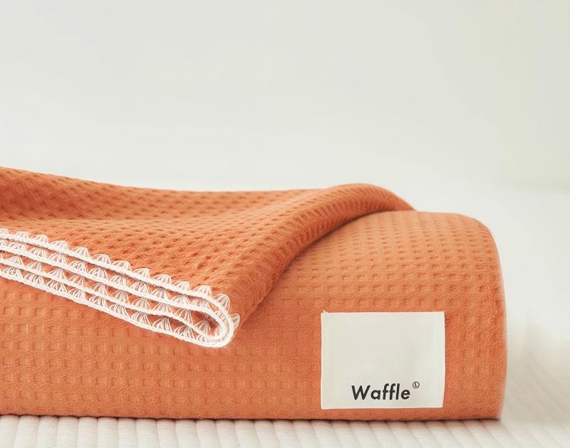 Waffle Texture Double-Layer All-Season Blanket, Waffle Knit & Milk Velvet Composite Throw with Anti-Static Fiber, Soft Warm Blanket for Sofa and Bed
