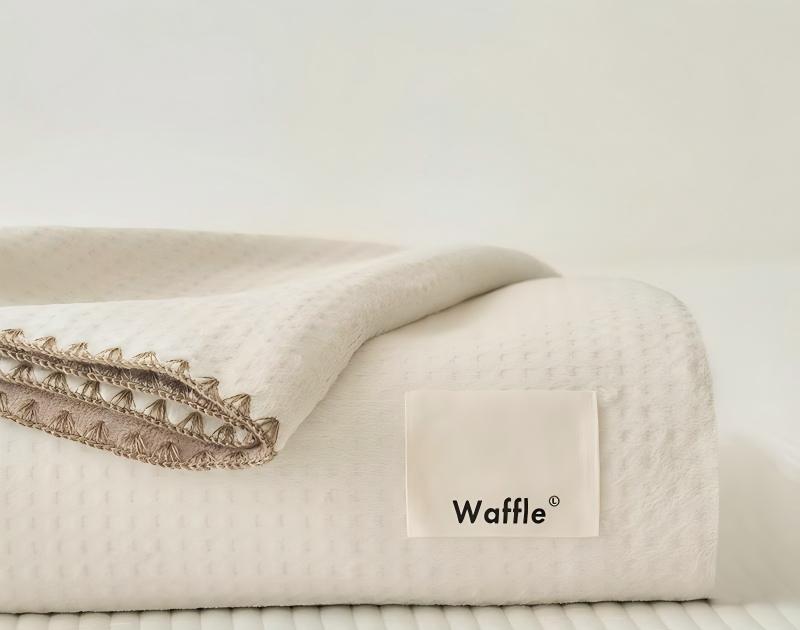 Waffle Texture Double-Layer All-Season Blanket, Waffle Knit & Milk Velvet Composite Throw with Anti-Static Fiber, Soft Warm Blanket for Sofa and Bed