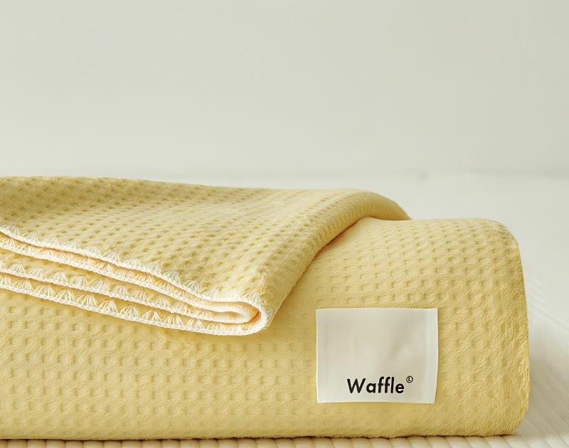 Waffle Texture Double-Layer All-Season Blanket, Waffle Knit & Milk Velvet Composite Throw with Anti-Static Fiber, Soft Warm Blanket for Sofa and Bed