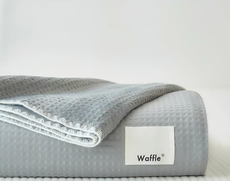 Waffle Texture Double-Layer All-Season Blanket, Waffle Knit & Milk Velvet Composite Throw with Anti-Static Fiber, Soft Warm Blanket for Sofa and Bed