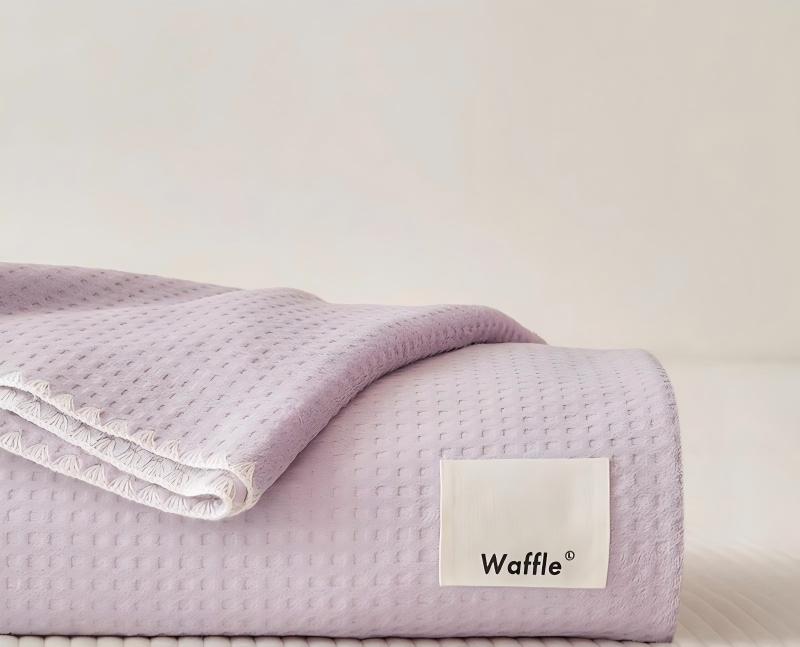Waffle Texture Double-Layer All-Season Blanket, Waffle Knit & Milk Velvet Composite Throw with Anti-Static Fiber, Soft Warm Blanket for Sofa and Bed