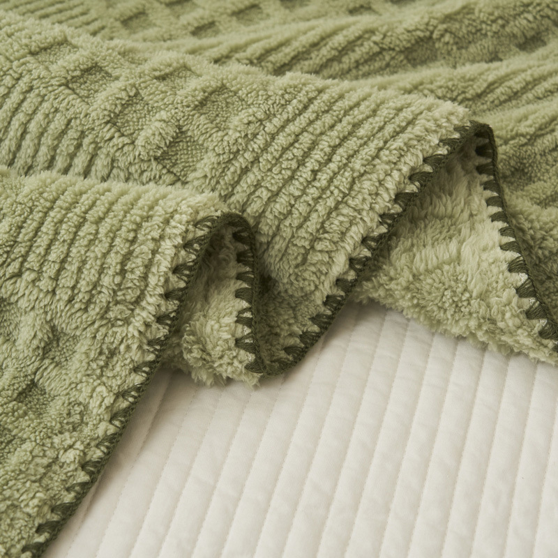 Waffle Sherpa Fleece Blanket, Soft Warm Throw with Anti-Static Fiber and Scalloped Edge, Lightweight Multi-Purpose Blanket for Sofa, Bed, and Travel