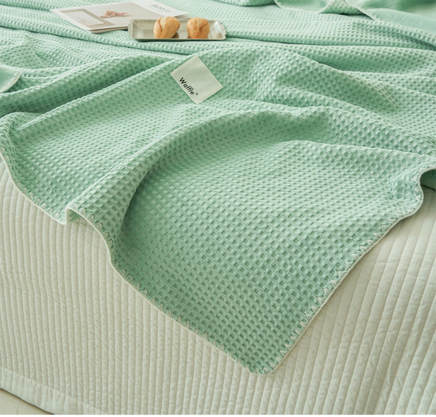 Waffle Texture Double-Layer All-Season Blanket, Waffle Knit & Milk Velvet Composite Throw with Anti-Static Fiber, Soft Warm Blanket for Sofa and Bed