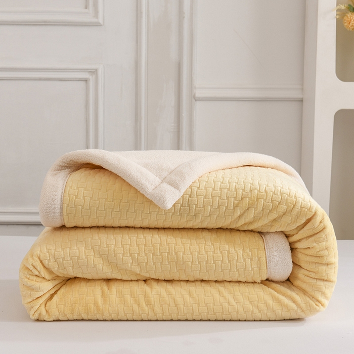 Milk Velvet Cutwork Triple-Layer Blanket, Soft Embossed Plush Throw with Fiber Filling, Warm Multi-Purpose Blanket for Sofa, Bed, and Travel