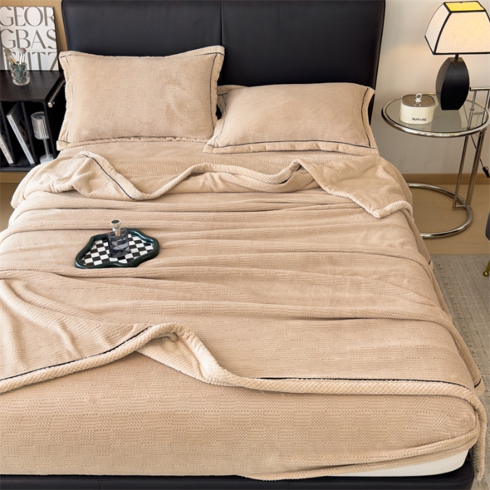 Double-Sided Embossed Plush Blanket, Thickened Soft Warm Throw Blanket for Sofa, Bed, and Car, Machine Washable