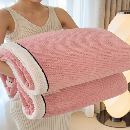 Double-Sided Embossed Plush Blanket, Thickened Soft Warm Throw Blanket for Sofa, Bed, and Car, Machine Washable