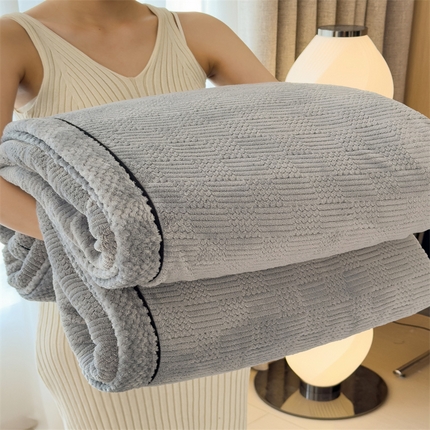 Double-Sided Embossed Plush Blanket, Thickened Soft Warm Throw Blanket for Sofa, Bed, and Car, Machine Washable