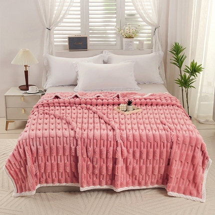 Embossed Faux Rabbit Fur Blanket, Ultra-Soft Warm Throw Blanket with Anti-Static Comfort, Cozy Plush Blanket for Sofa and Bed