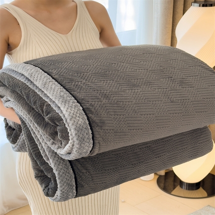Double-Sided Embossed Plush Blanket, Thickened Soft Warm Throw Blanket for Sofa, Bed, and Car, Machine Washable