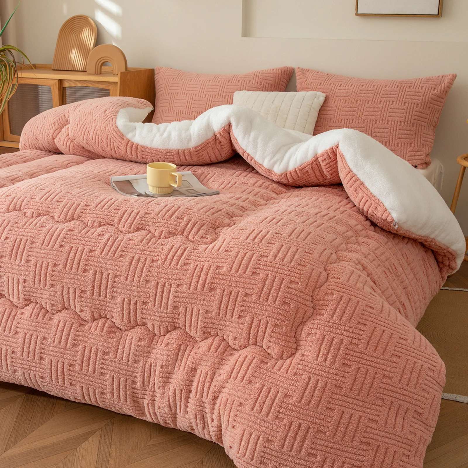3D Jacquard Tafurong Fleece Winter Comforter – Ultra Soft Sherpa Warm Plush Quilt